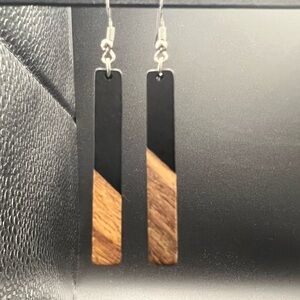 Elegant Black and Brown Wooden Earrings
